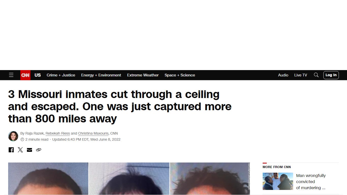 3 Missouri inmates cut through a ceiling and escaped. One was just ...